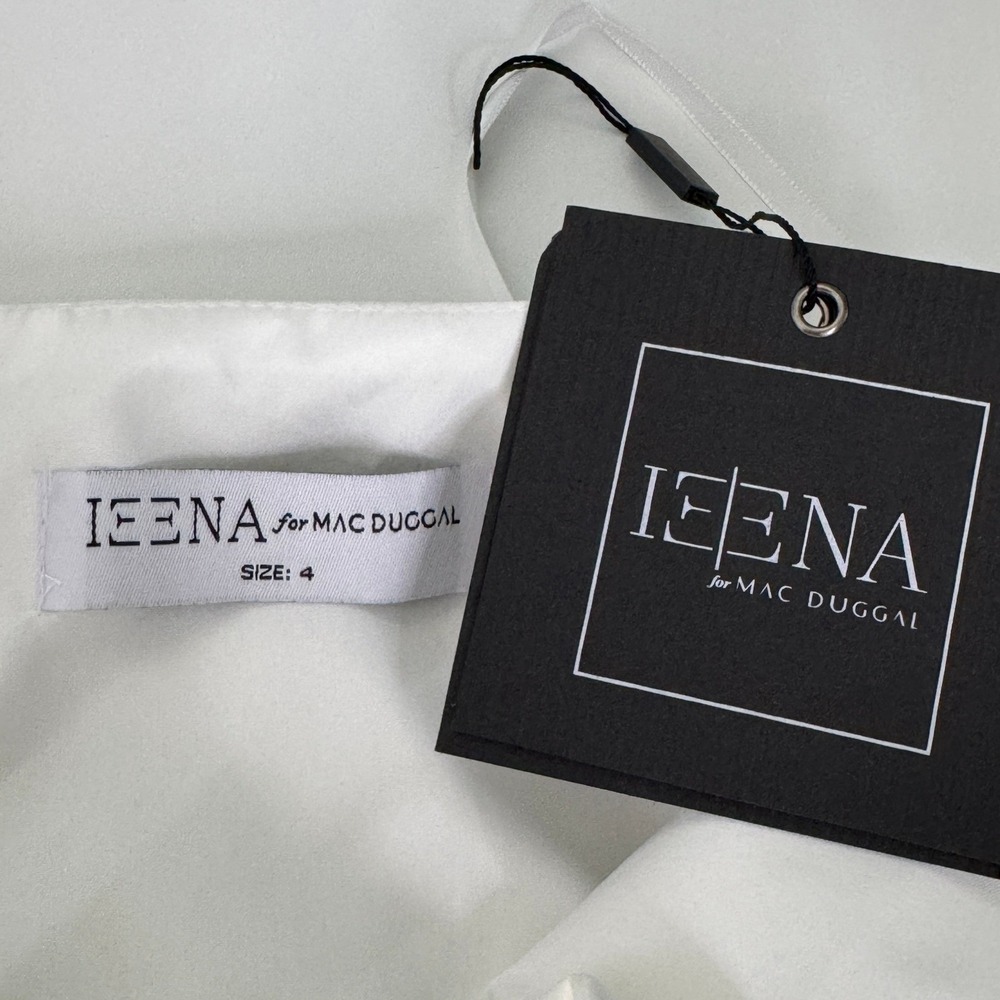 IEENA for Mac Duggal A-Line V-Neck Ball Gown Size 4 White Bridal Wedding Formal - Picture 13 of 15